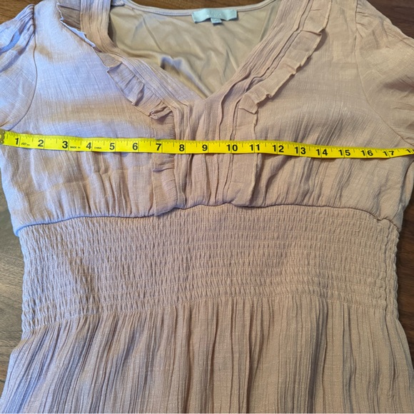 J Gee Dress Women’s  XL Boho  Cottage Core Smocked Waist Short Sleeve Midi Pink - Picture 4 of 6